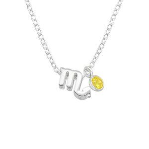 Sterling Silver Yellow Topaz Scorpio Necklace